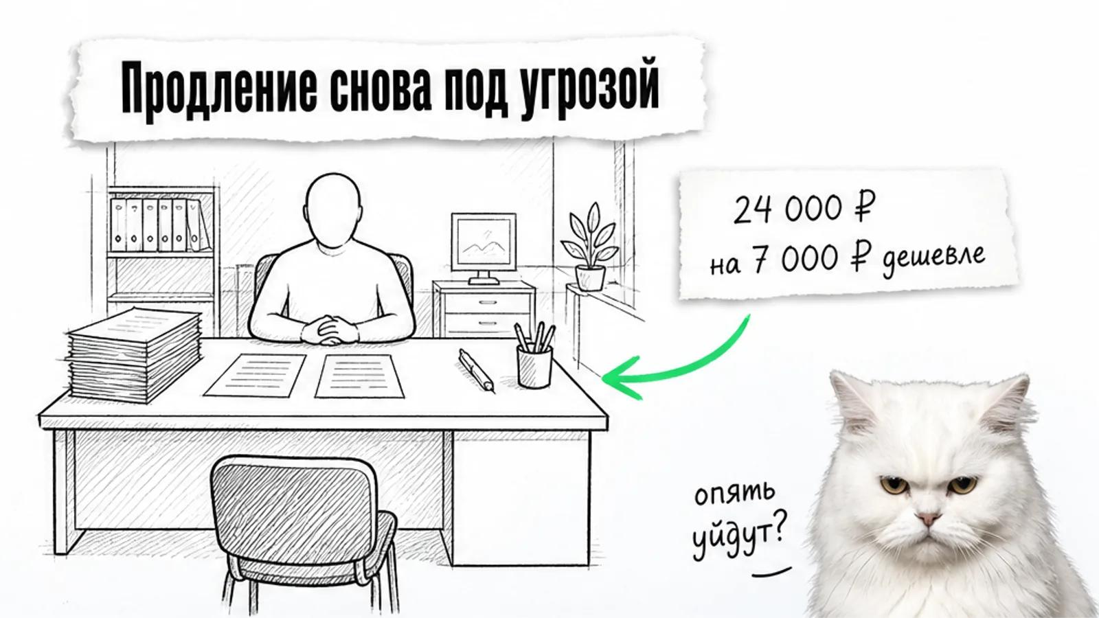 У стола менеджера один владелец сравнивает предложения бухгалтерий, а место вокруг пустует.