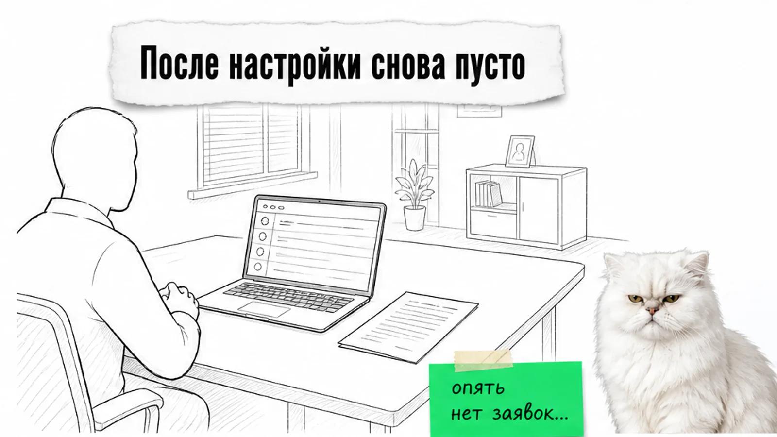 Один владелец участвует в пустой заключительной видеовстрече после настройки системы учёта обращений.
