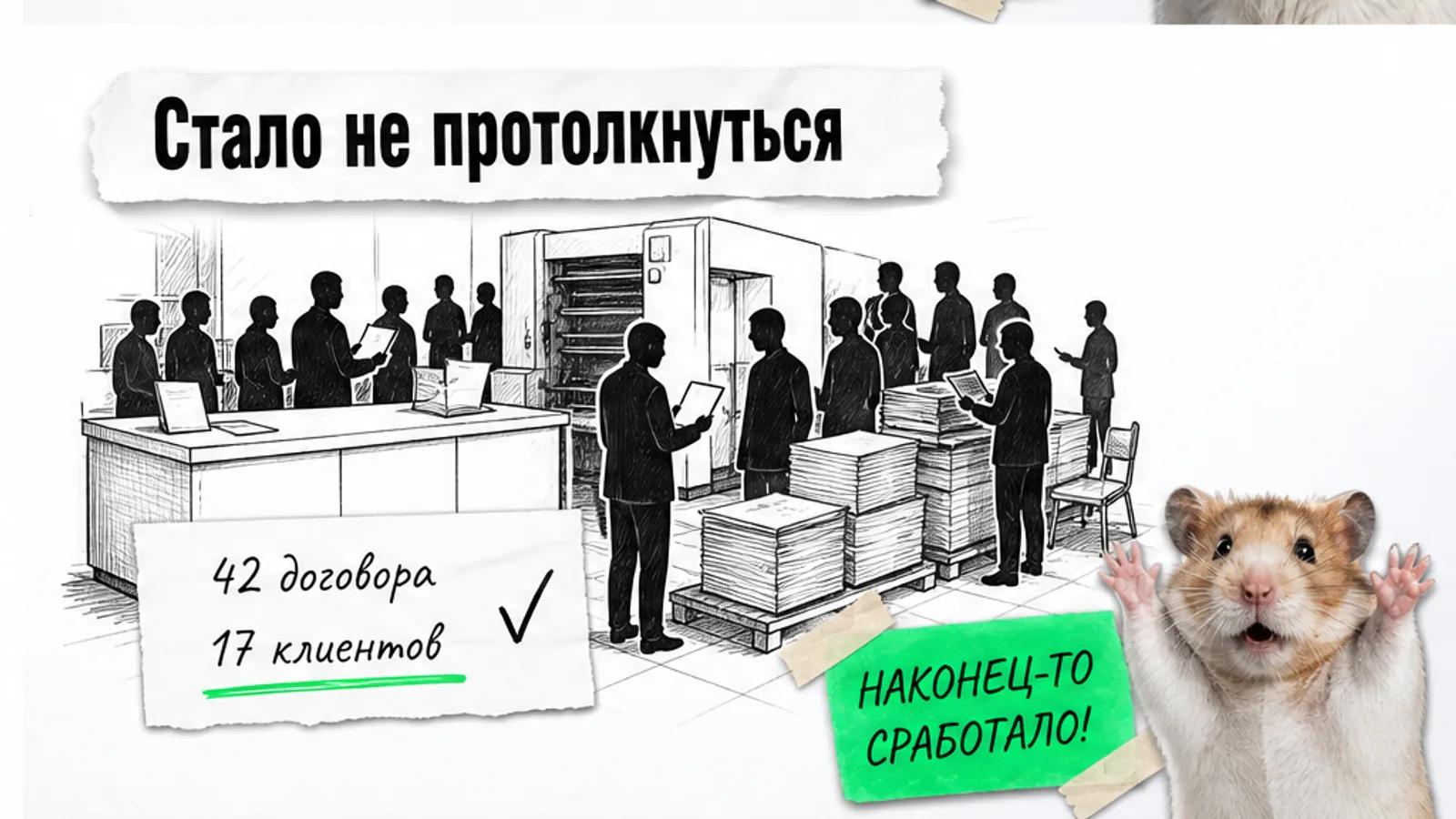 Тот же отдел типографии заполнен владельцами магазинов, рядом показаны результаты 42 и 17.